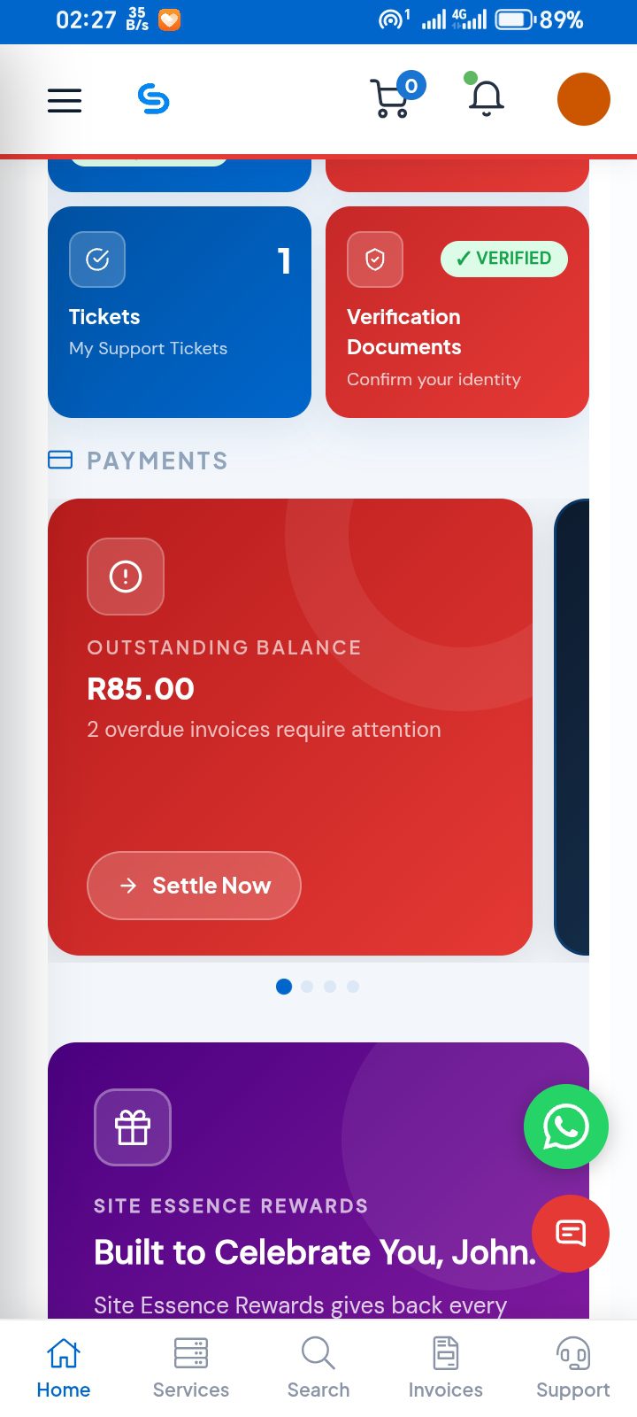 Client Area - payments