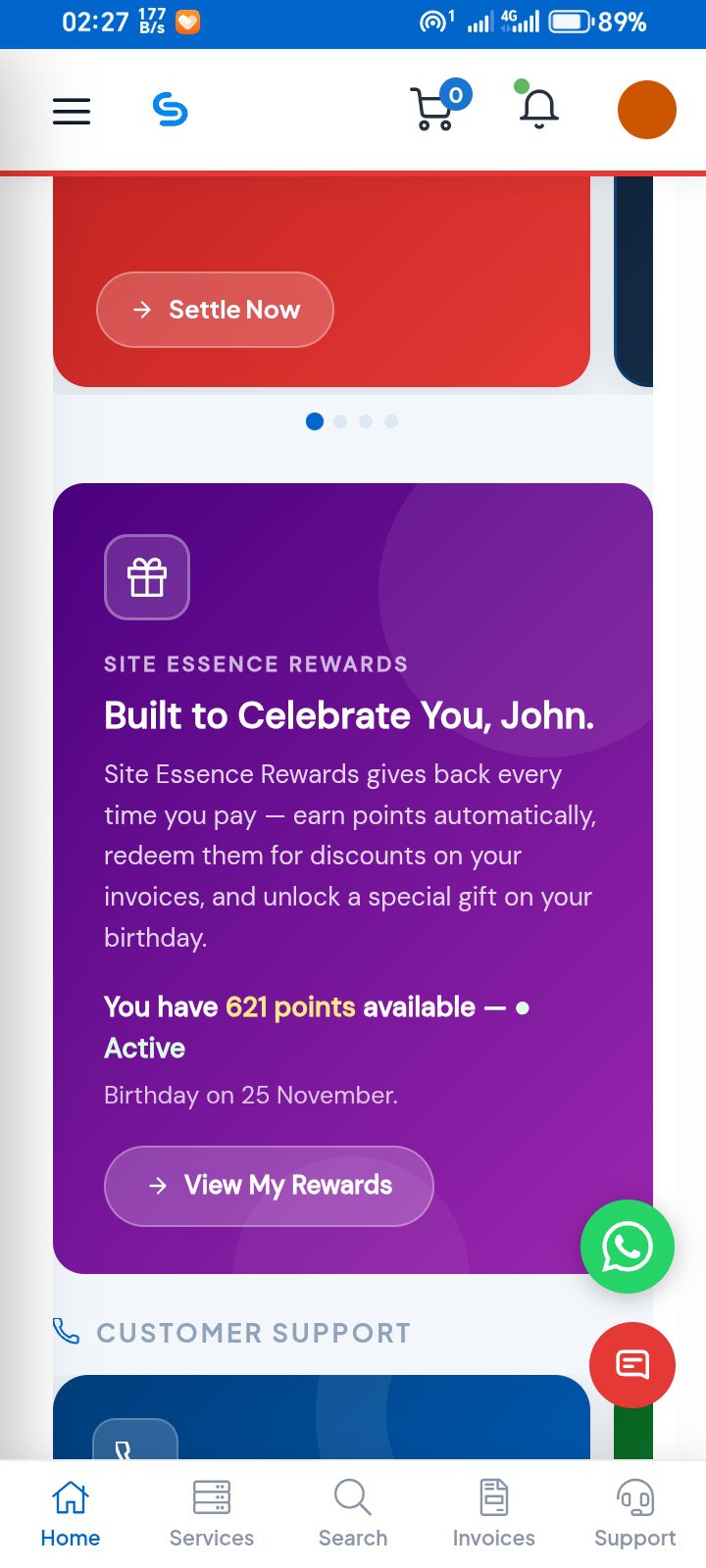 Client Area - Site Essence Rewards