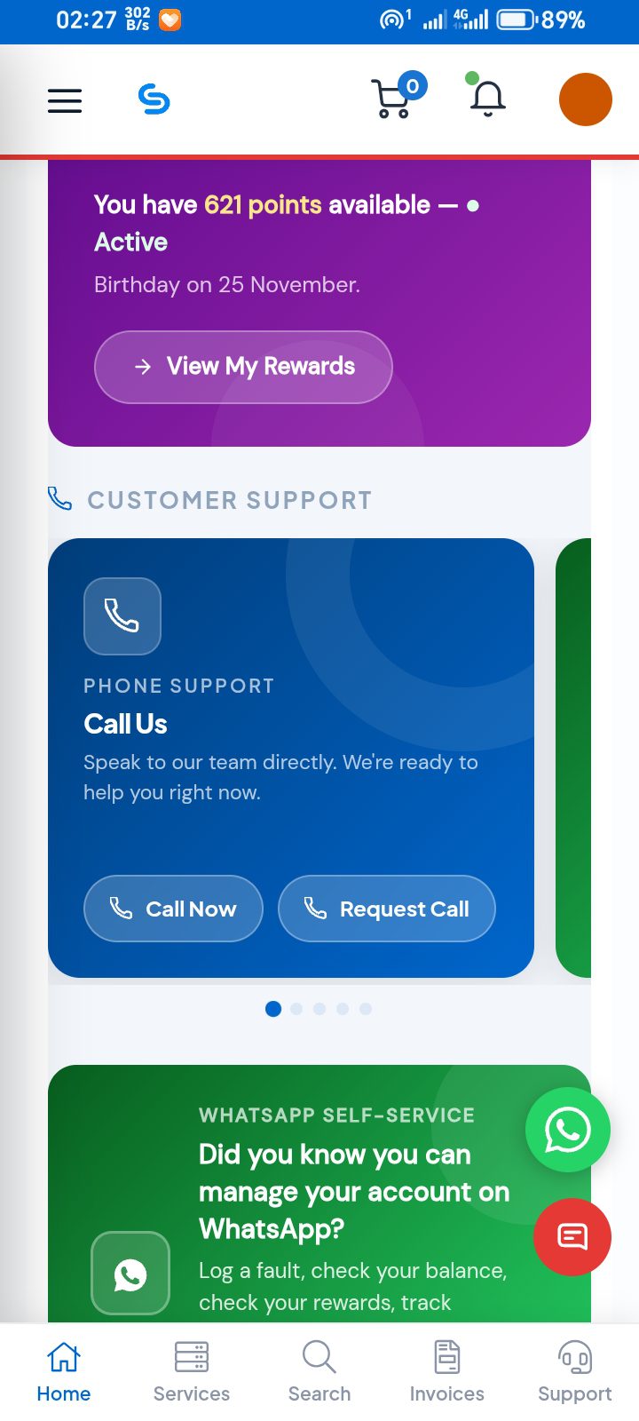 Client Area - customer support
