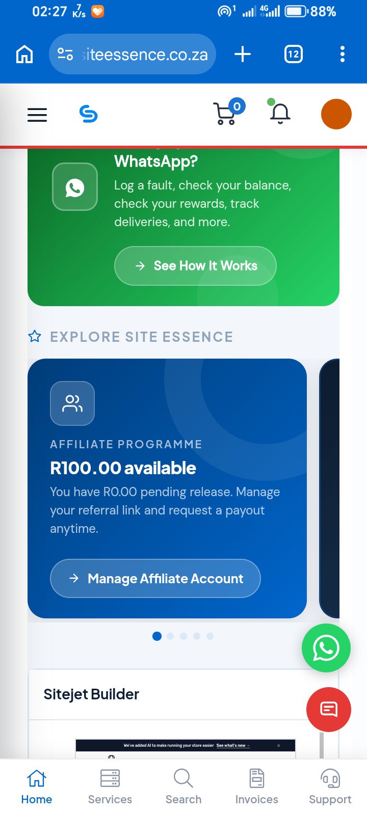 Client Area - affiliate earnings