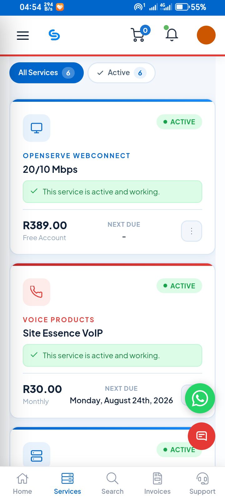 Manage your fibre account
