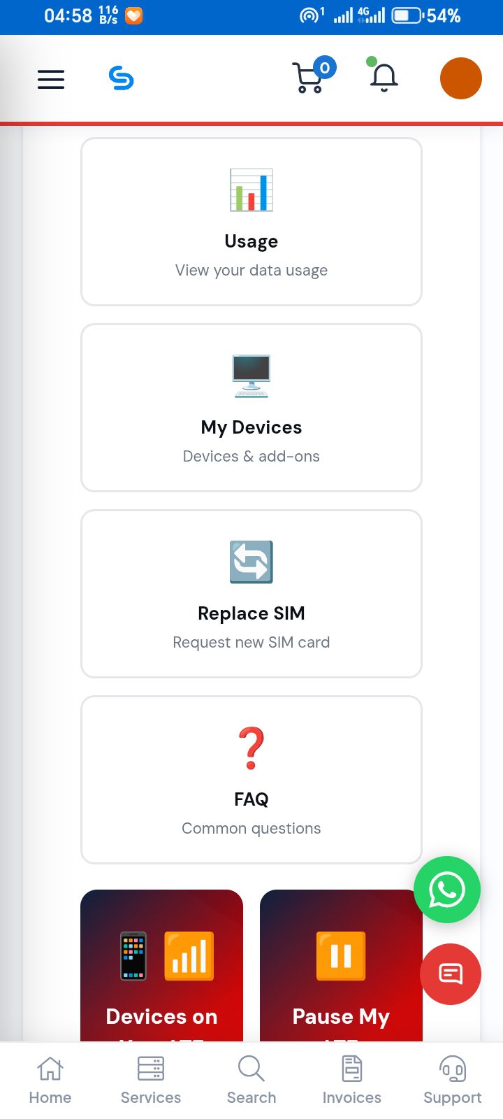 Manage your LTE account