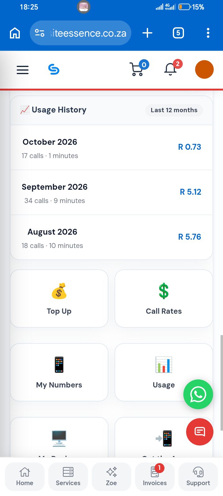 Site Essence VoIP customer portal